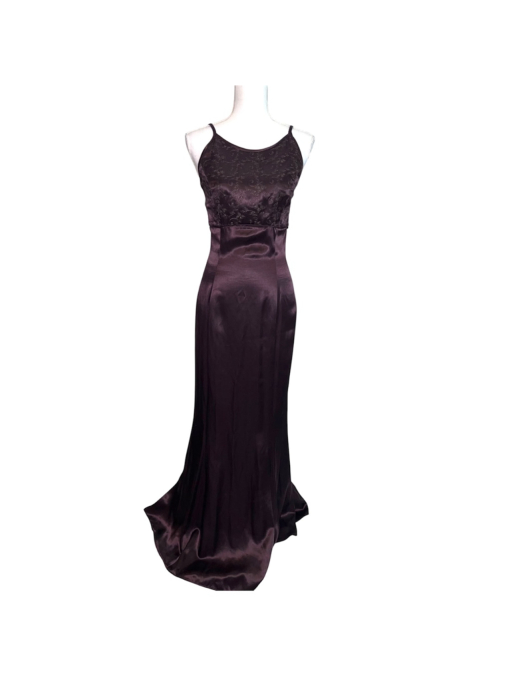GUNNE sax Espresso Satin Maxi Dress Size 7/8